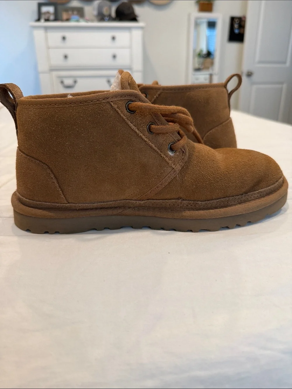 UGG Chestnut Suede Lace-Up Ankle Booties